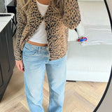 Vintage Leopard Print V Neck Sweater