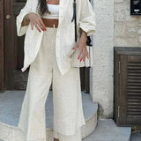 Apricot Cotton Drawstring Trousers Office Two Piece Set