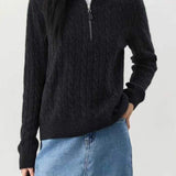 Cable Knit Half Zip Sweater