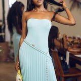 Ribbed Strapless Twist Maxi Dress