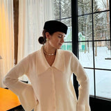 Bell-Sleeve Pink Polo Collar Cardigan Straight Skirt Two Piece Set