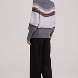 Patchwork Crew Neck Knit Sweater