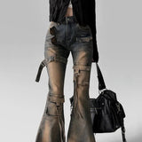 Low Waist Flare Cargo Jeans