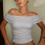 Polka Dot Backless Halter Slim Fit Crop Top