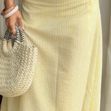 High Waist Striped Flared Casual Skirt