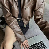 PU Leather Biker Short Jacket