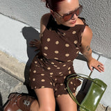 Polka Dot Ruched Bodycon Mini Dress