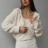Fuzzy Solid Cardigan Tank Three Piece Set