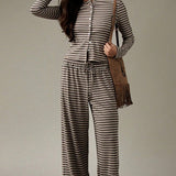 Stripe Button Cord Easy Two Piece Set