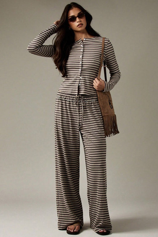 Stripe Button Cord Easy Two Piece Set