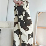 Baggy Cow Pattern Wide Leg Jeans