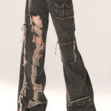 High Waist Ripped Wide Leg Jeans