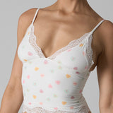 Lace Trim Floral V Neck Sexy Cami Top