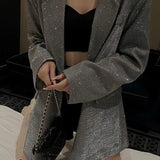 Chic Single-Breasted Sequin Blazer