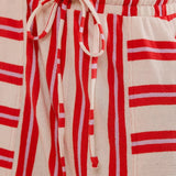 Beach Style Striped Drawstring Wide Leg Pants