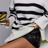 Loose Fit Striped Knit Sweater