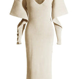Alberta Cut-out Batwing Sleeve Midi Knit Dress