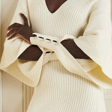 Alberta Cut-out Batwing Sleeve Midi Knit Dress