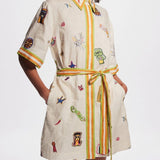 Unique Vintage Fun Shirt Style Mini Dress