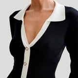 Alexia Contrast Ruffle Bow Mini Knit Dress