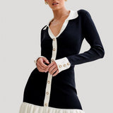 Alexia Contrast Ruffle Bow Mini Knit Dress