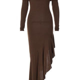 Alisa Off-shoulder Flare Midi Knit Dress