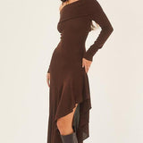Alisa Off-shoulder Flare Midi Knit Dress