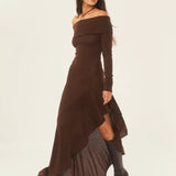 Alisa Off-shoulder Flare Midi Knit Dress