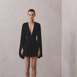 Amelia Deep V Neck Mini Dress