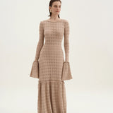 Anna Round Neck Flared Cuff Knitted Maxi Dress