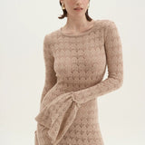 Anna Round Neck Flared Cuff Knitted Maxi Dress