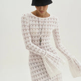 Anna Round Neck Flared Cuff Knitted Maxi Dress