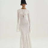 Anna Round Neck Flared Cuff Knitted Maxi Dress