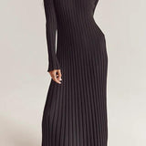 Antonia Rib Flare Maxi Knit Dress