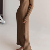 Antonia Rib Flare Maxi Knit Dress
