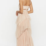 Arlene Corset Leayered Mesh Slip Maxi Dress