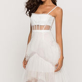 Arlene Corset Leayered Mesh Slip Maxi Dress