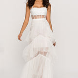 Arlene Corset Leayered Mesh Slip Maxi Dress