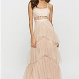 Arlene Corset Leayered Mesh Slip Maxi Dress