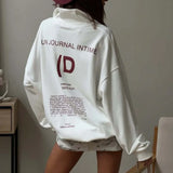 Athletic Color Block Letter Print Casual Sweatshirt