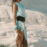 Polka Dot One Shoulder Two Pieces Set