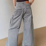 Vintage Grey Wide Leg Cargo Jeans