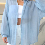 Solid Casual Chic Long Sleeve Blouse