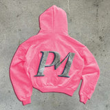 Printed Zip-Up Street Hoodie