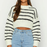 Striped Knit Pullover Sweater