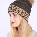 Leopard Print Slouchy Knit Beanie Hat