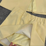 Loose Fit Blazer and High Waist Skirt  Two Piece Short Set
