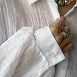 Solid Casual Chic Long Sleeve Blouse