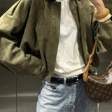 Suede Lapel Bomber Jacket