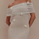 Floral Off-Shoulder Strapless Maxi Party Dress